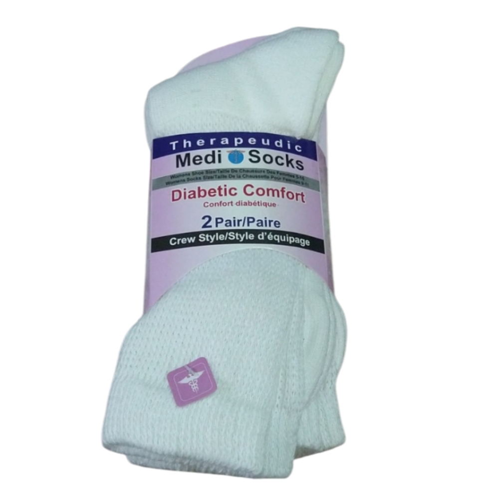 2 Pack therapeutic medi I socks White Crew Socks NWT